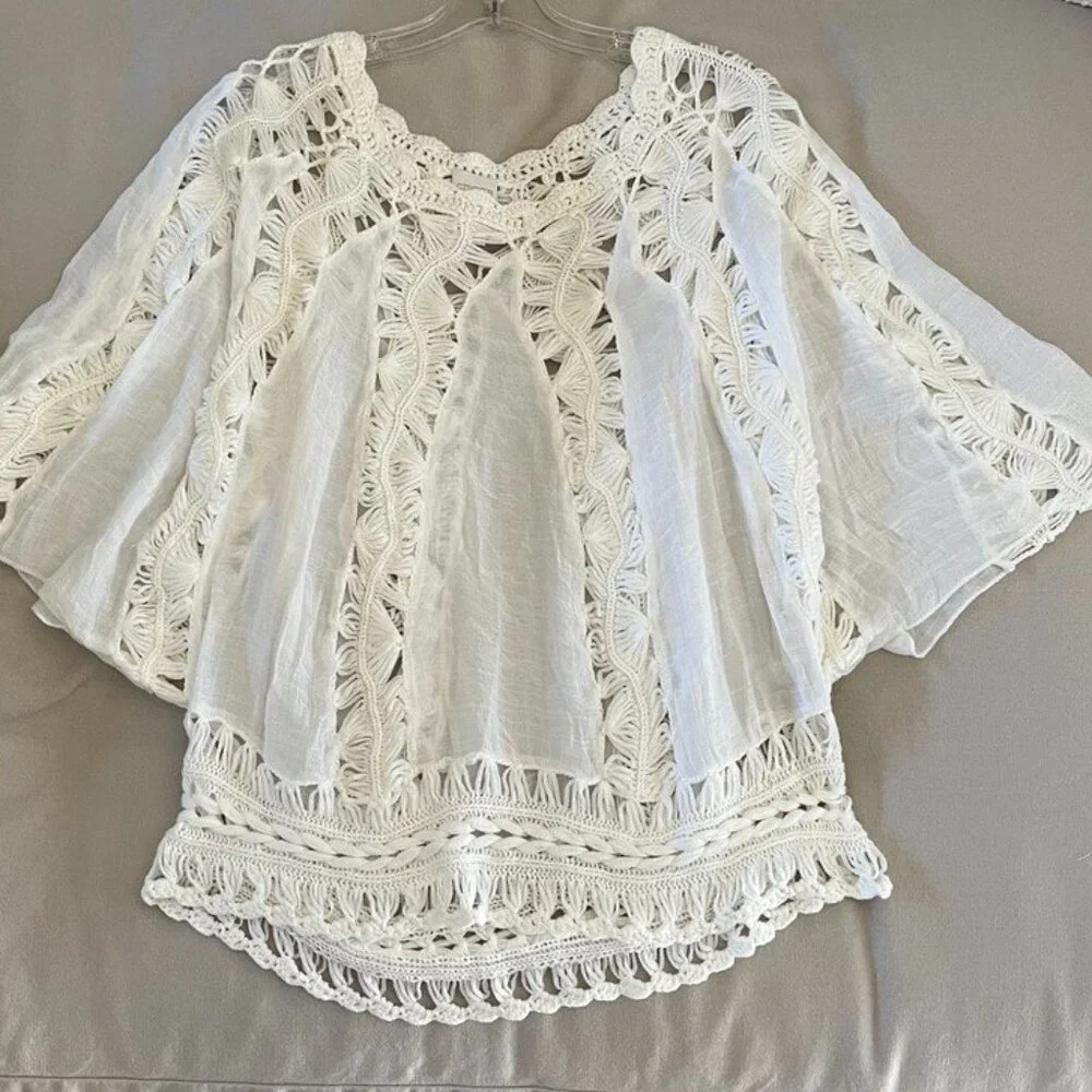 NEW Chico's Breezy Coastal Crochet Summer Top